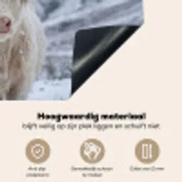 Schotse Hooglander - Sneeuw - Bergen - Winter Inductie beschemer met haakjes klein -ky-onderkant-nl