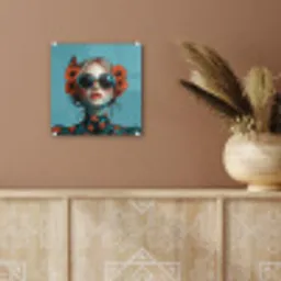 Vrouw - Blauw - Vlinder - Bloemen - Aesthetic plexiglas 5mm klein -sfeer5