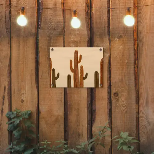 Cactus - Woestijn - Zand - Bruin tuinposter los doek klein -sfeer1