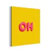 Geel - Roze - Oh - 3D aluminium wit klein -3d
