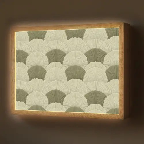 Bladeren - Structuur - Groen Light Box met batterij (Wandlamp) middel 907 -z3d_website