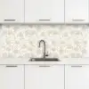 Bloemenpatroon - Silhouet - Wit keuken achterwand 2 middel 871 -3d