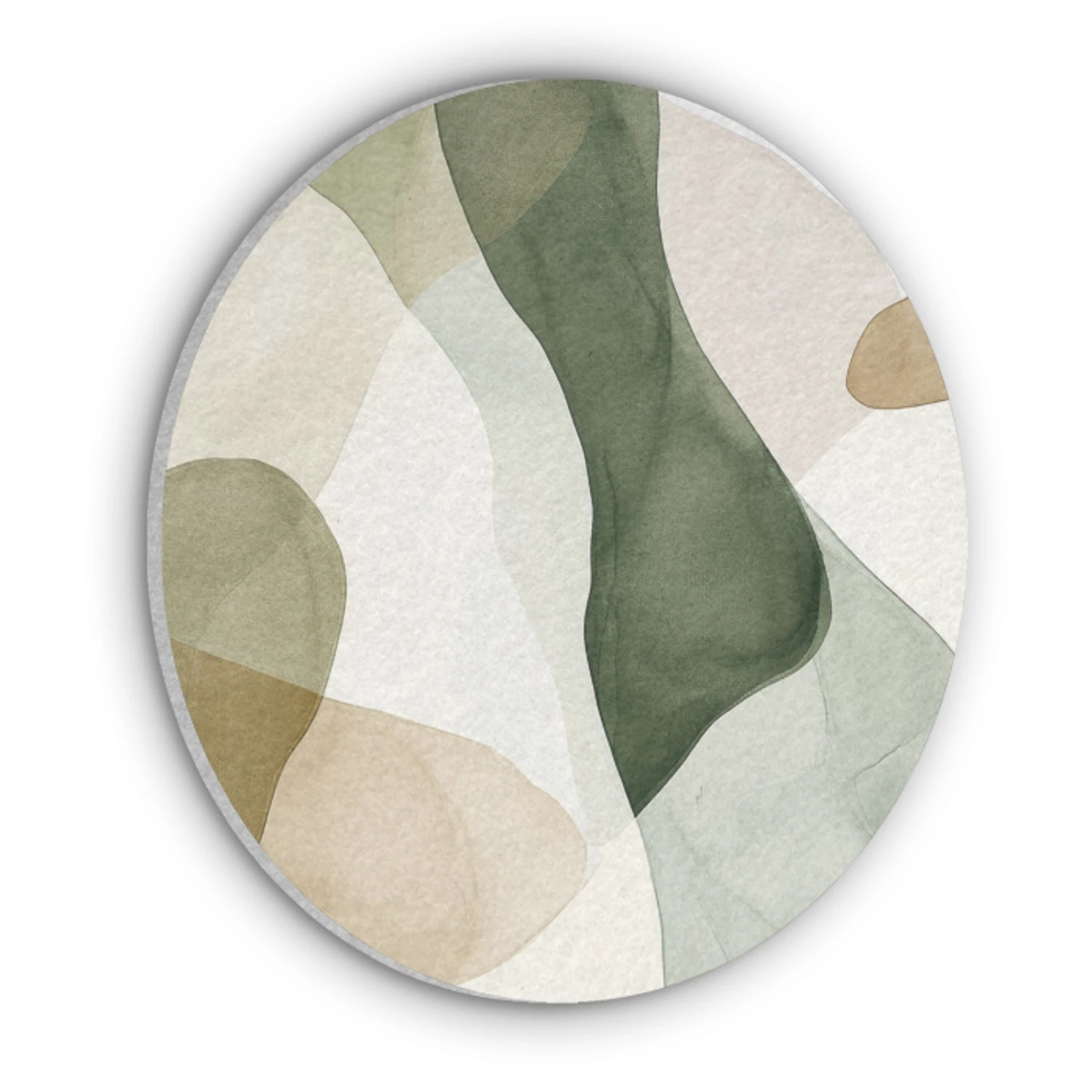 Japandi - Abstract - Groen Akoestische PET Vilt - Rond klein -3d