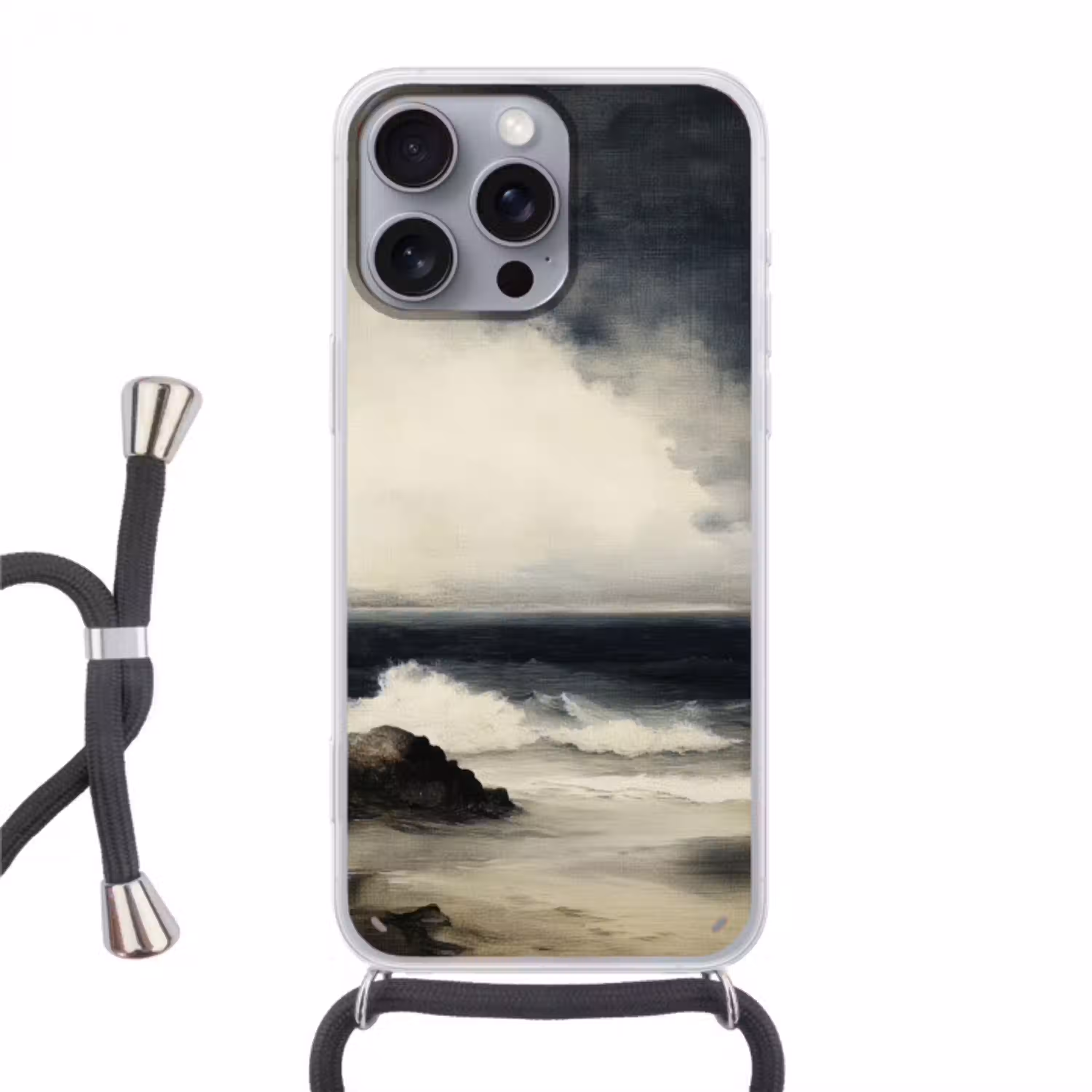 Zee - Rotsen - Storm Hoesje iPhone 16 Pro Max met koord klein -3d