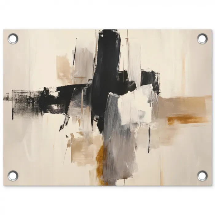 Penseelstreken - Ruw - Abstract - Beige tuinposter los doek klein -3d