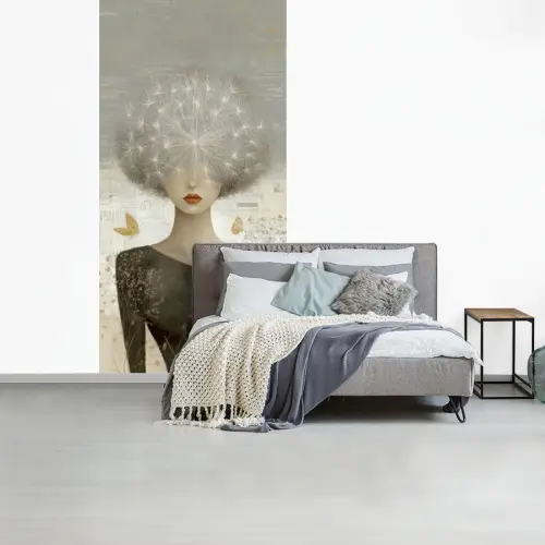 Pluis - Vrouw - Beige fotobehang vinyl groot -slaapkamer