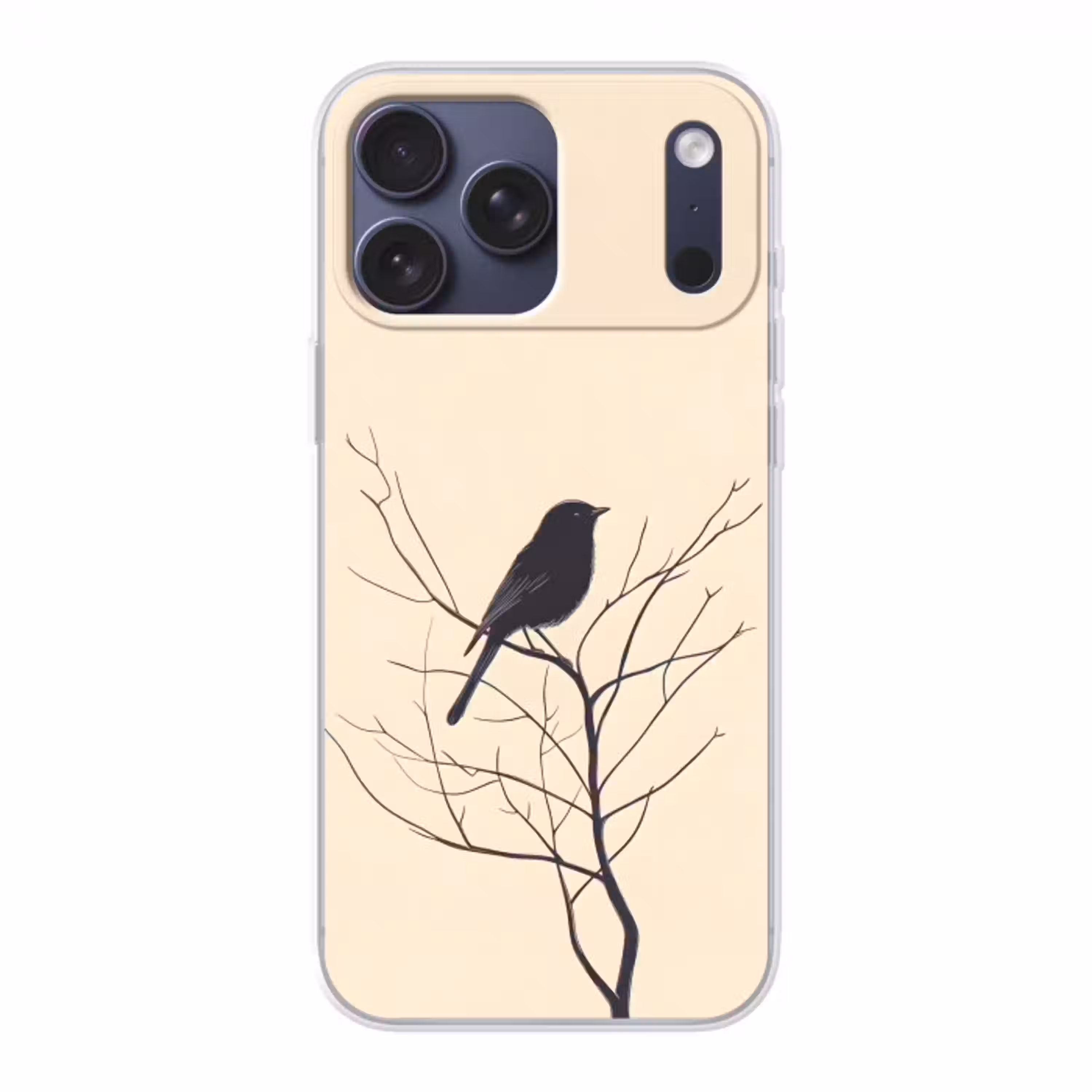 Vogel - Zwart - Tak - Minimalistisch Telefoonhoesje iPhone 17 Pro Max klein -3d