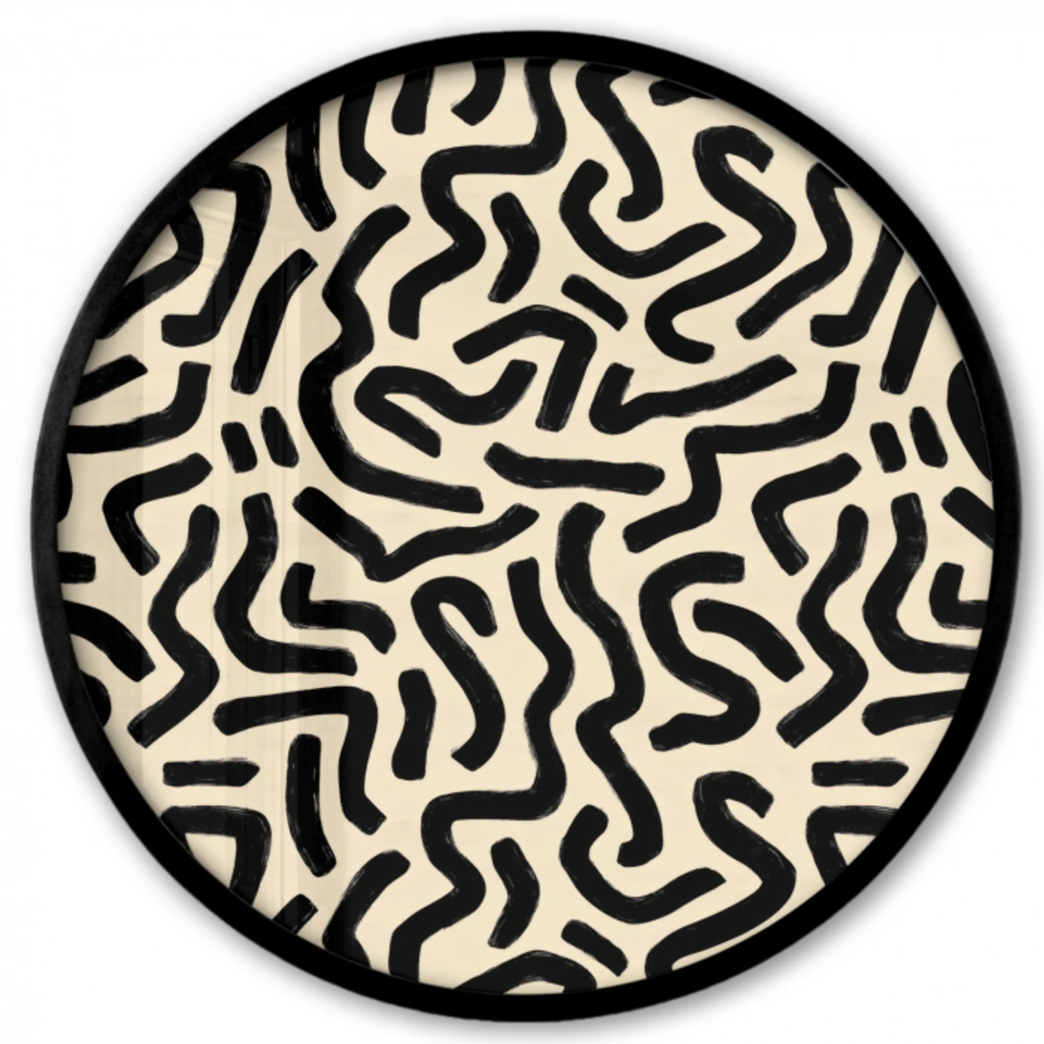Abstract - Lijnen - Zwart Fotolijst rond zonder passe partout klein 856 -3d