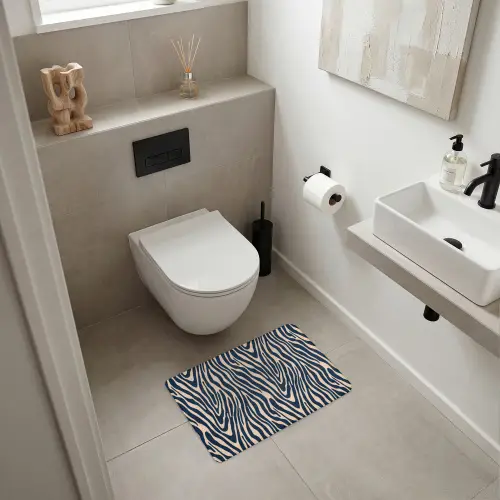 Zebra - Patroon - Blauw - Beige WCmat klein 1009 -sfeer1