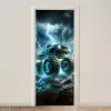 Monstertruck - Bliksem - Blauw - Jongens - Auto deurposter klein -3d_beige