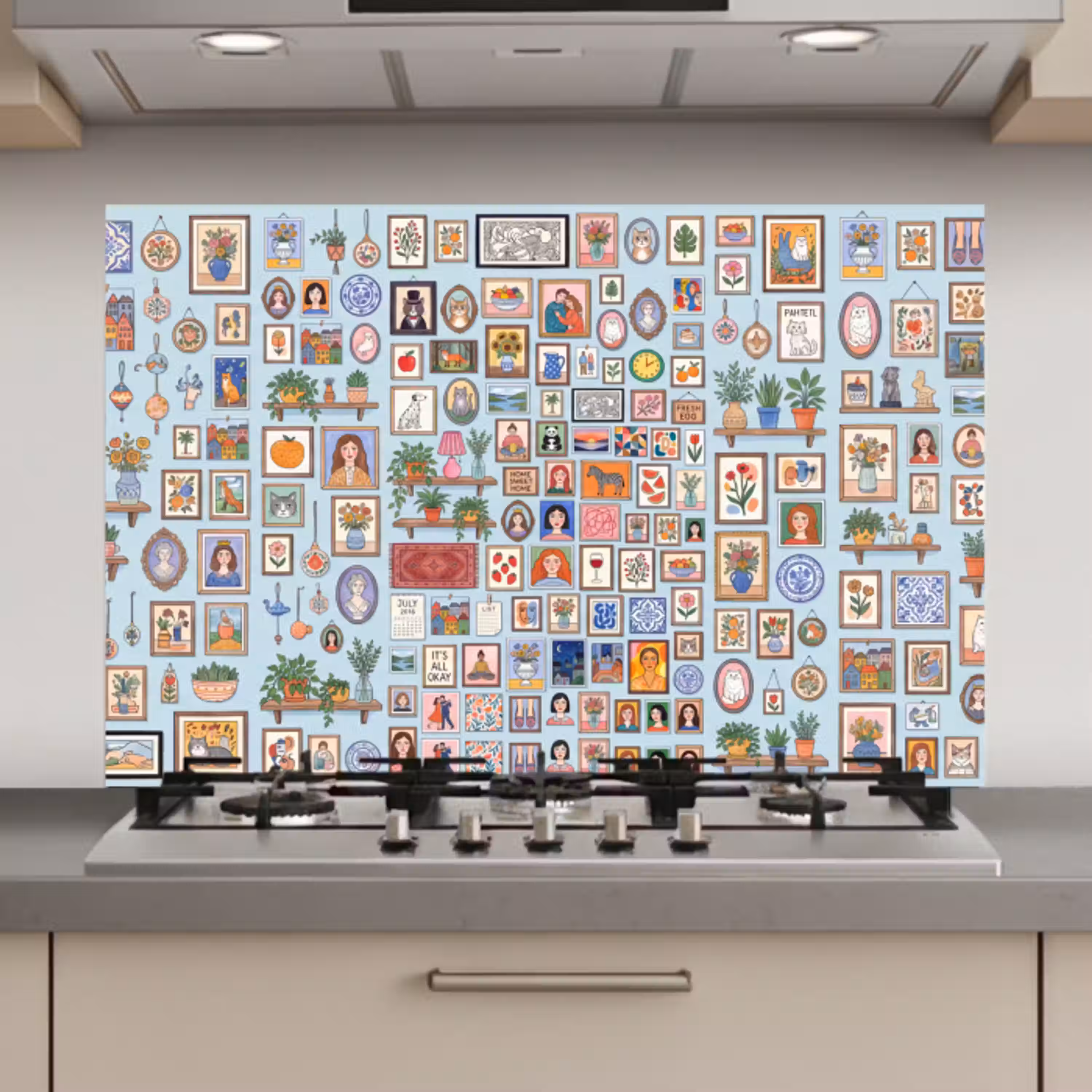 Wanddecoratie - Collectie - Huis - Illustratief - Kleurrijk keuken achterwand spatscherm klein -3d_website