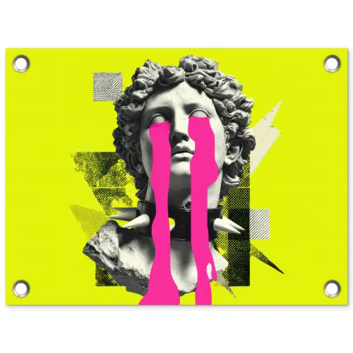 Buste - Verf - Geel tuinposter los doek klein -3d
