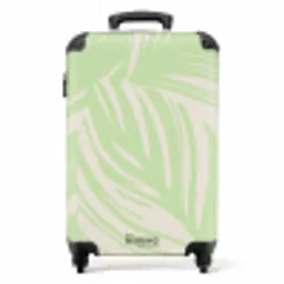 Grote bladeren in lichtgroen met beige NBS - Handbagage koffer - Unisex middel -productfoto_recht