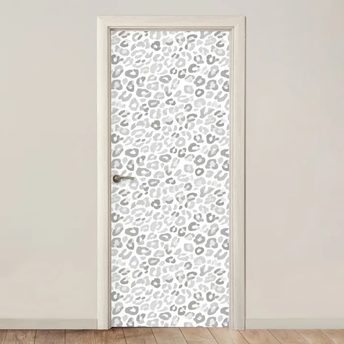 Luipaard - Motief - Grijs deurposter klein 289 -3d_beige
