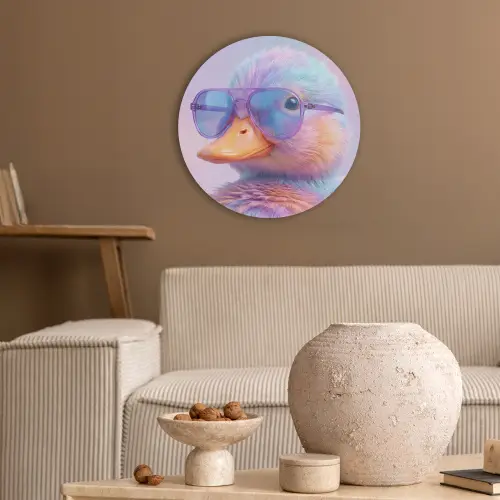 Eend - bril - Pastel Akoestische PET Vilt - Rond klein -sfeer1