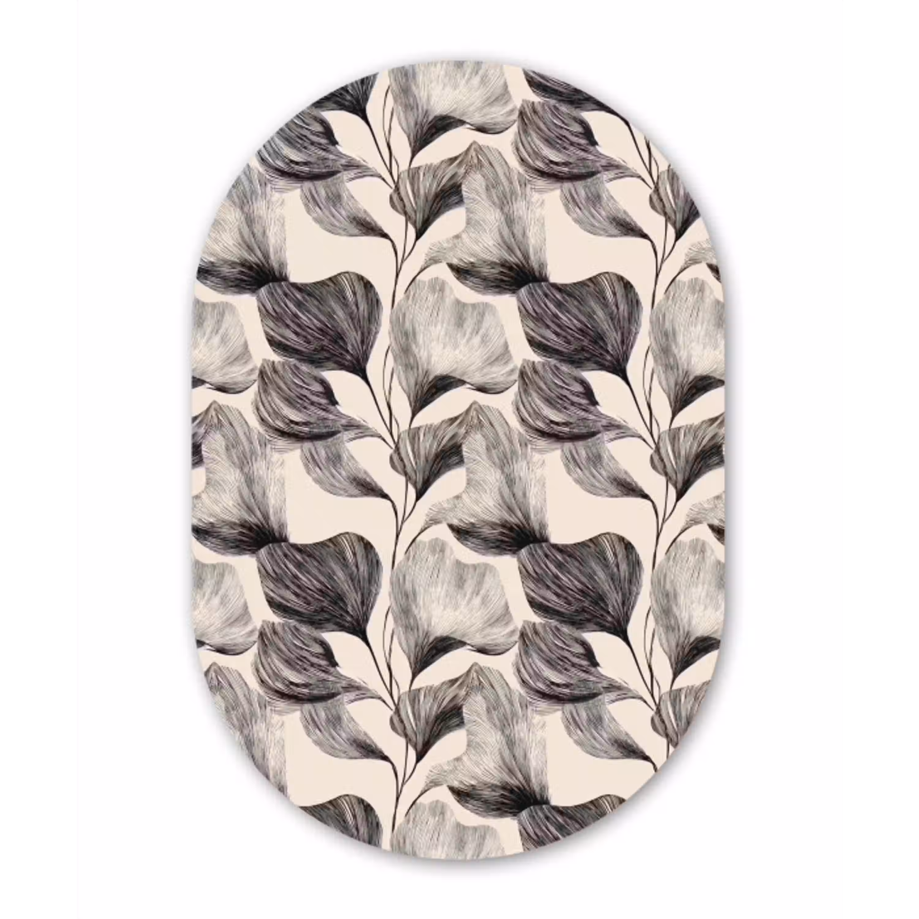 Botanisch - Bladeren - Zwart Wandcirkel Ovaal Aluminium middel 839 -3d