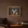 Hert - Dier - Bloemen - Natuur - Botanisch Light Box met batterij (Wandlamp) middel -sfeer4