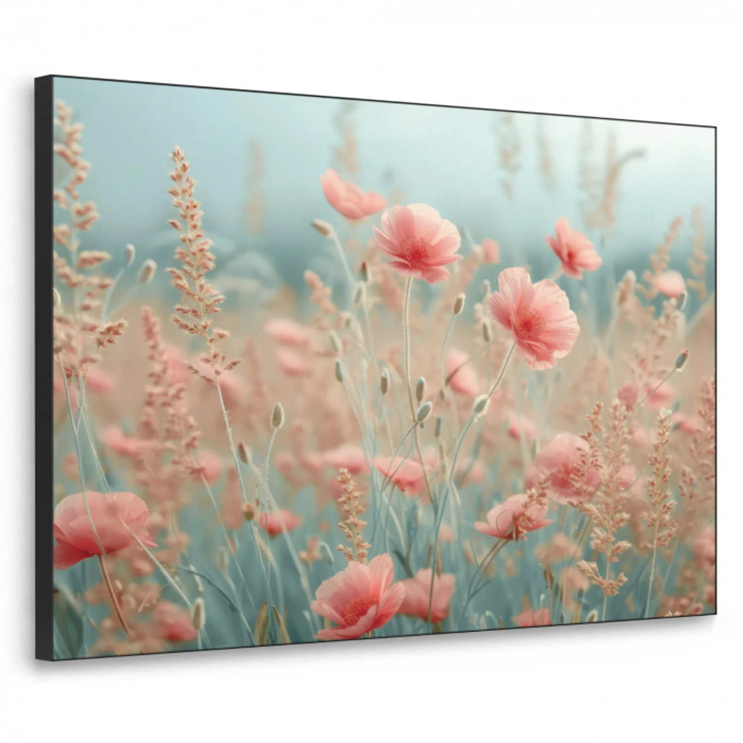 Bloemen - Natuur - Klaprozen - Bloemenveld Textielframe - compleet frame klein -3d