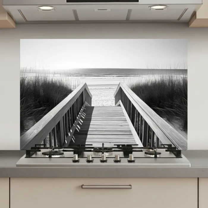 Loopbrug - Hout - Strand - Zee keuken achterwand spatscherm klein -3d_website