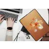 Glazen - Bloem - Oranje laptophoes neopreen klein -bureau
