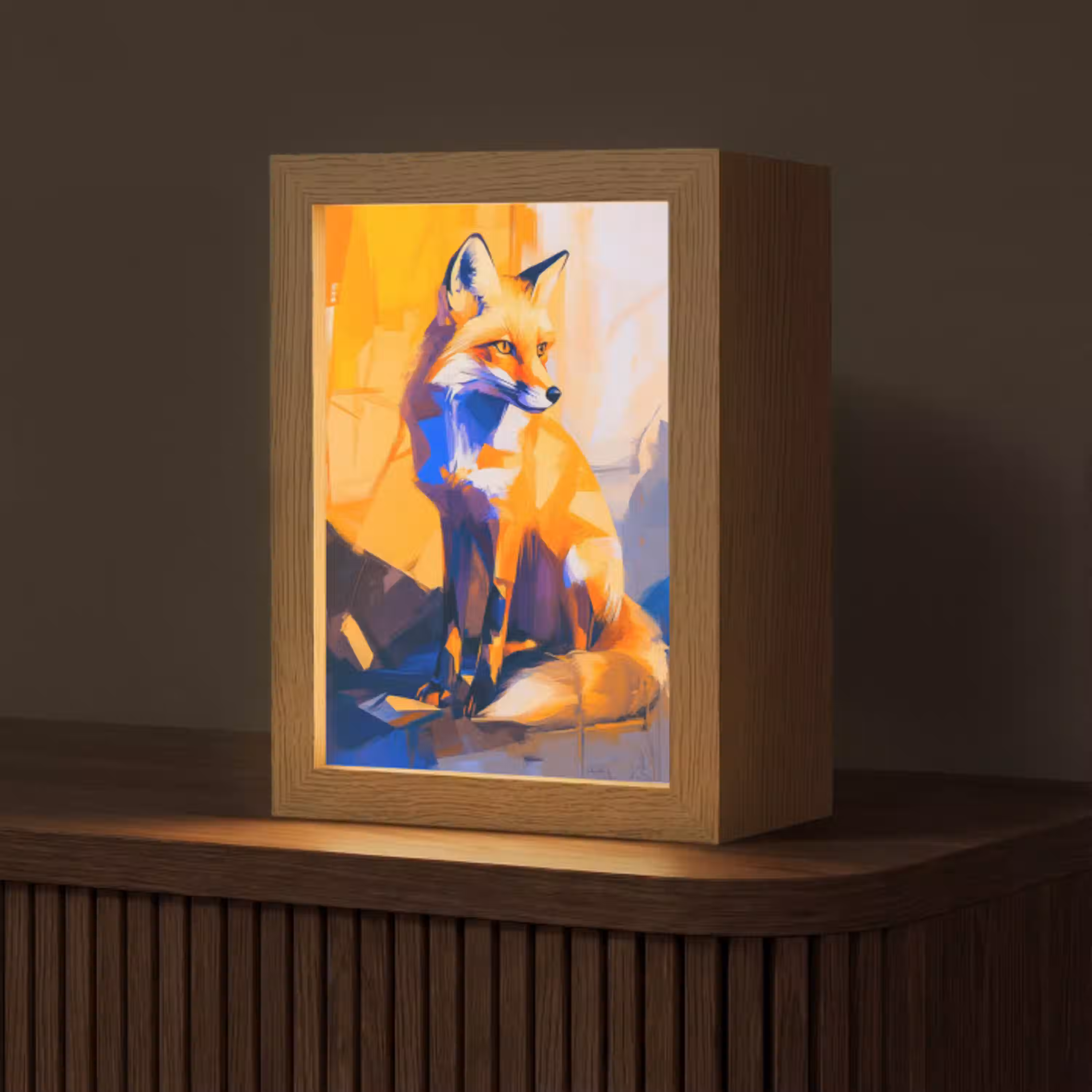 Vos - Oranje - Vormen - Abstract Light Box met kabel (Tafellamp) klein -z3d_website
