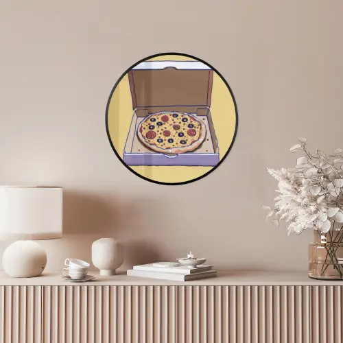 Pizza - Doos - Salami - Illustratie Fotolijst rond zonder passe partout klein -sfeer3
