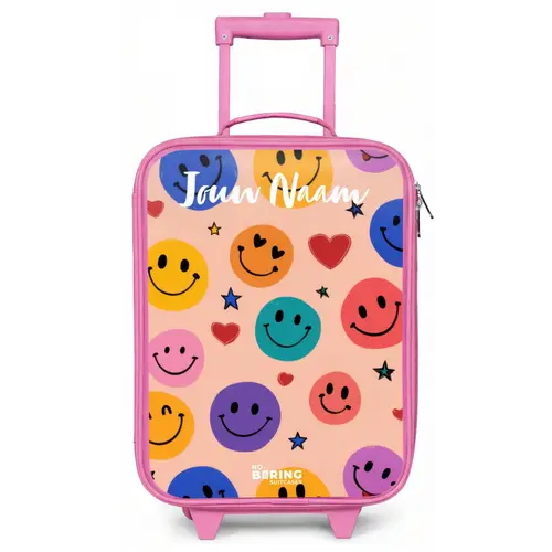 Vrolijk Smiley-patroon Kinderkoffer - Roze klein -zz3dotto
