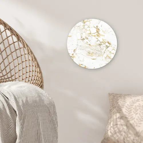 Wit - Marmer - Luxe - Goud Wandcirkel kunststof plaat 5mm dik klein 188 -sfeer5