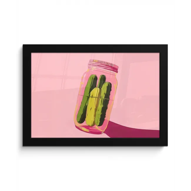 Augurken - Pot - Schaduw - Roze fotolijst zwart zonder passe partout klein -3d