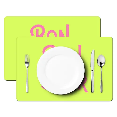 Groen - Roze bonjour - art-deco Placemat vinyl groot -zzsfeer2_Kitchenyeah-website