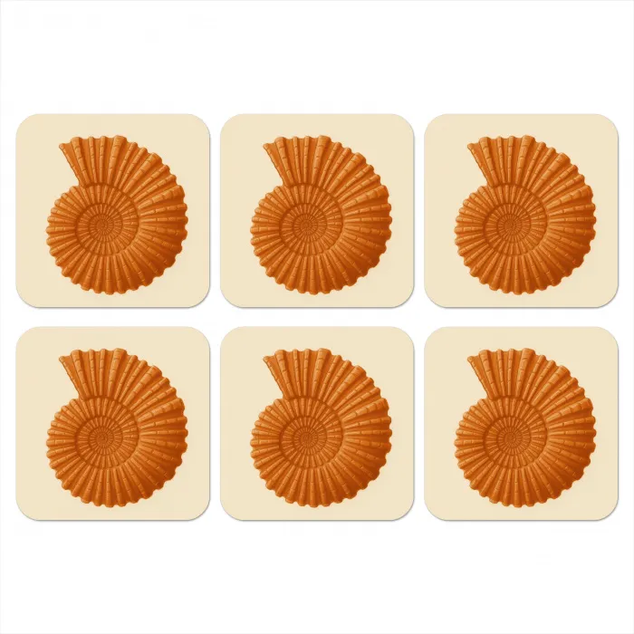 Schelp - Oranje - Ribbels onderzetter kurk middel -3d