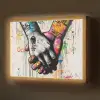 Graffiti - Handen - Vintage - Street art Light Box met batterij (Wandlamp) middel -z3d_website