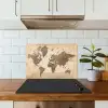 Wereldkaart - Beige - Bruin keuken achterwand spatscherm klein -sfeer2