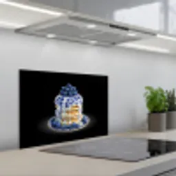 Pannenkoeken - Blauwe Bessen - Bord keuken achterwand spatscherm klein -3d_schuin