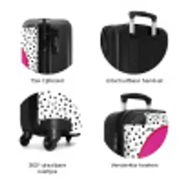Smiley - Roze - Stippen NBS - Handbagage koffer - Volwassenen Unisex middel zzzzzzzbolletjes_NL