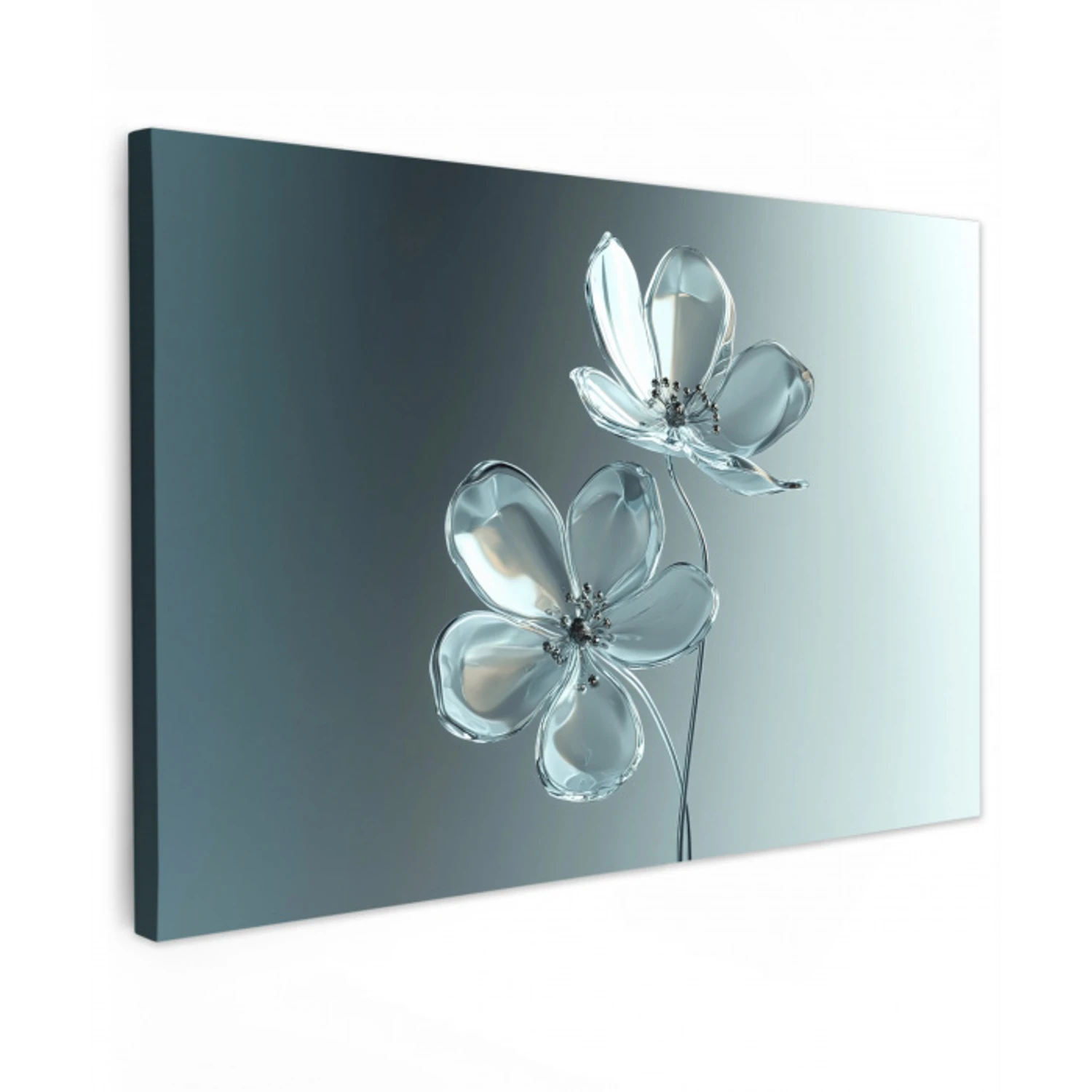 Kristal - Bloemen - Grijs Tuinposter op houten frame 2 cm dik klein -3d