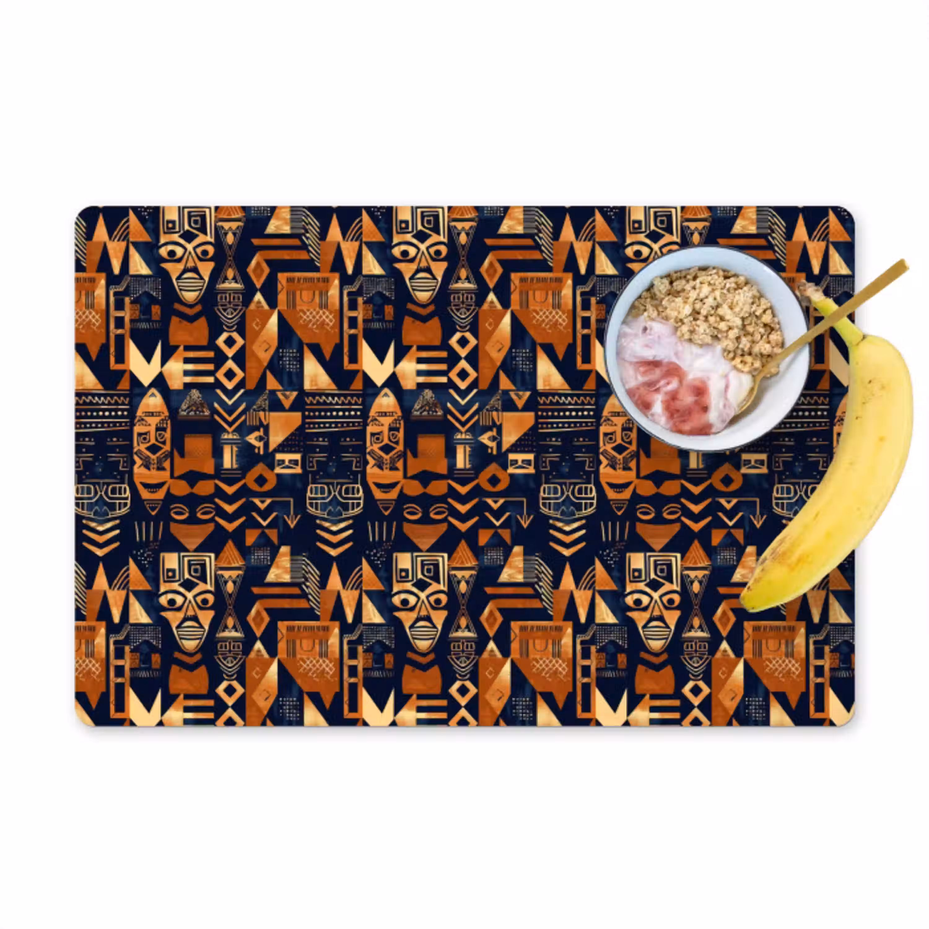 Nachtblauw - Koper - Tribaal - Maskers Placemat vinyl groot 368 -zzzproduct_Kitchenyeah-website