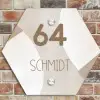 Abstract beige - Modern Naambord Hexagon klein -sfeer2