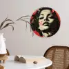 Graffiti - Vrouw - Rood - Street art - Banksy Wandcirkel kunststof plaat 5mm dik klein -sfeer4