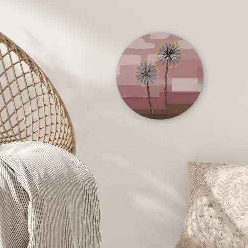 Illustratie - Bloemen - Vlakken - Abstract Akoestische PET Vilt - Rond klein -sfeer4