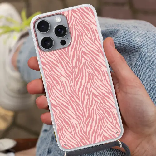 Zebra - Print - Roze Hoesje iPhone 16 Pro Max met koord klein 804 -sfeer3