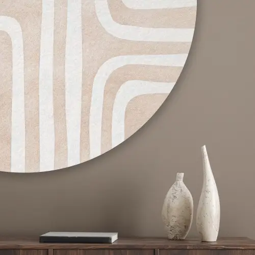 Decoratief - Labyrint - Beige Akoestische PET Vilt - Rond klein -sfeer5_closeup