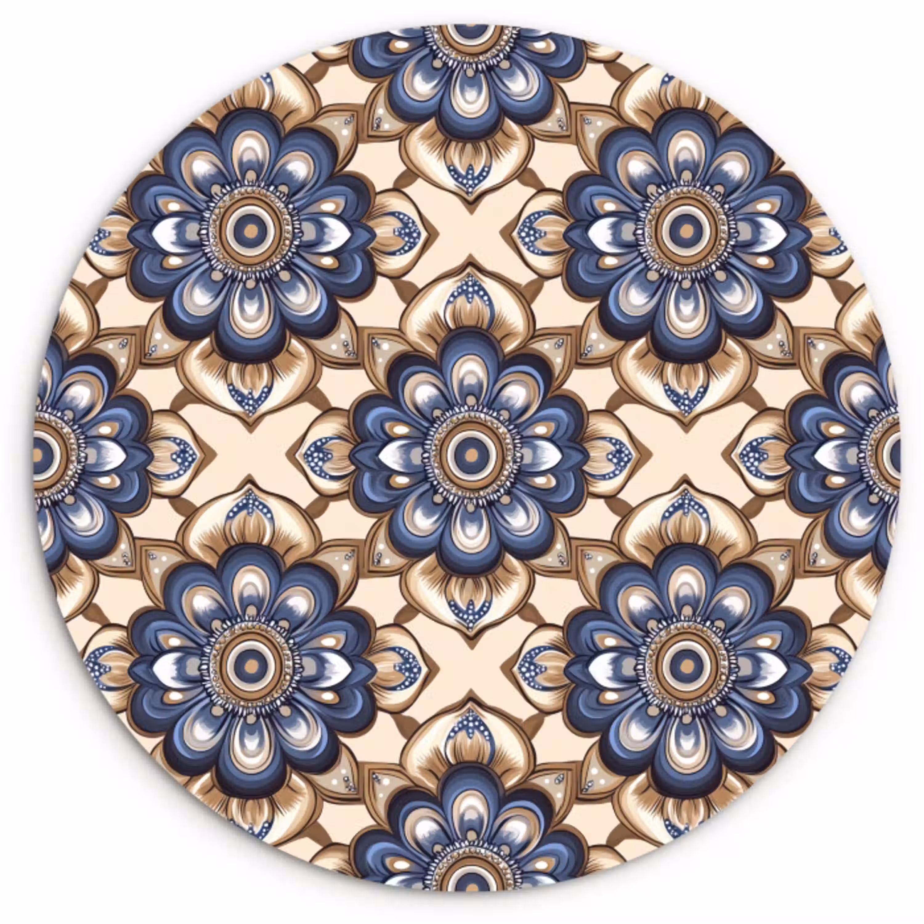 Floraal - Ornament - Blauw Wandcirkel kunststof plaat 5mm dik klein 188 -3d