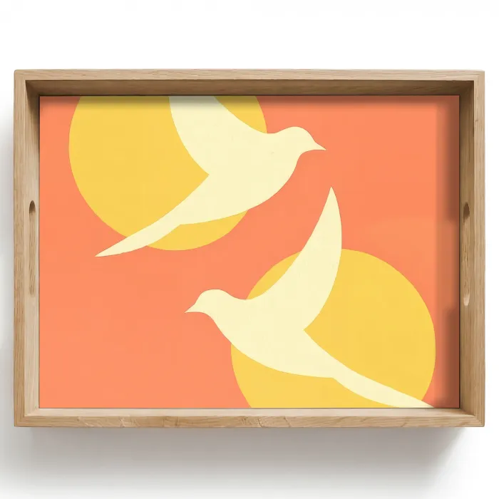 Vogels - Cirkels - Geel Dienblad Rechthoek middel -z3d_shopping