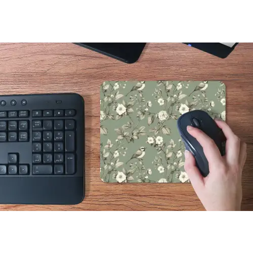 Botanisch - Vogels - Groen muismat rubber klein 262 -toetsenbord