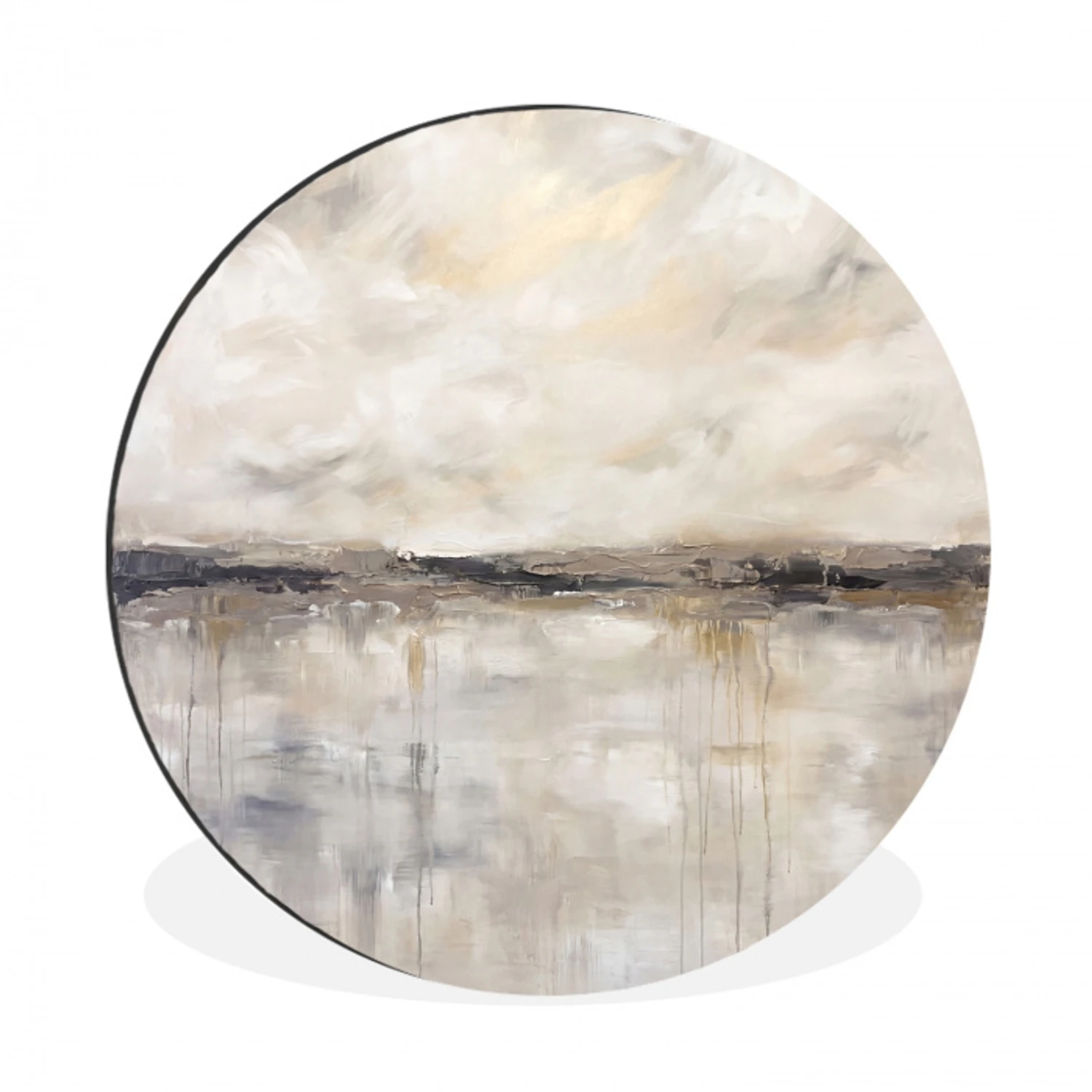 Landschap - Horizon - Natuur - Abstract - Neutraal Wandcirkel aluminium klein -3d