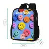 Een speels en kunstzinnig patroon van kleurrijke smileys Rugzak - Zwart middel -productfoto_formaten