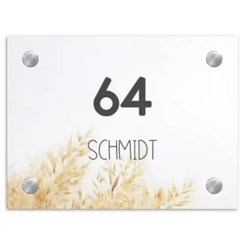 Pluimgras - Modern Naambord Rechthoek middel -3d