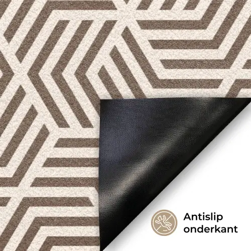 Beige - Bruin - Patroon - Strepen Deurmat klein 898 -antislip_NL