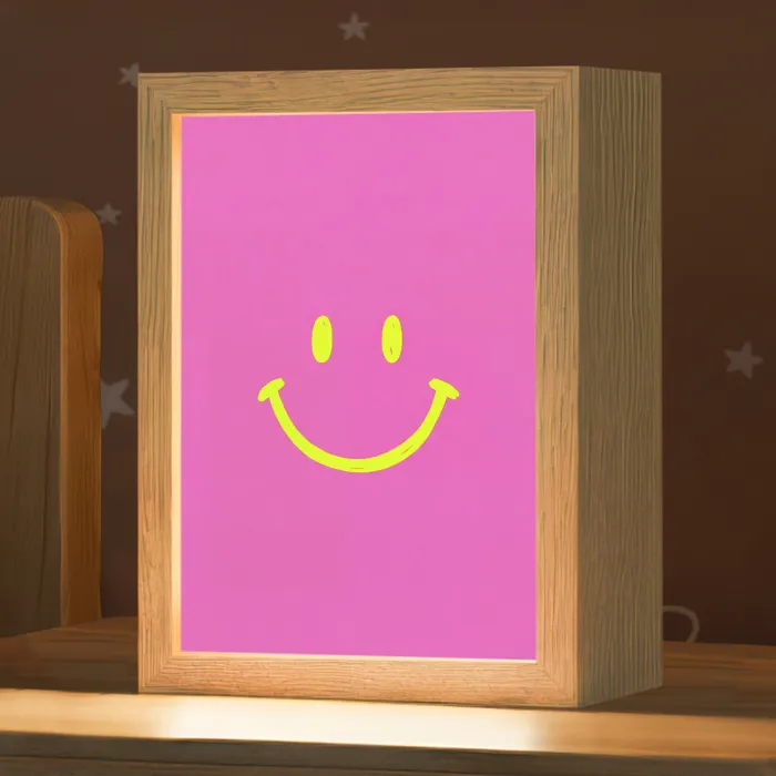 Smiley - Vrolijk - Roze Light Box met kabel (Kinderlampje) klein -zzz_3d_website